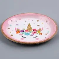 Тарелка бумажная &laquo;Единорожка&raquo;, со звёздами, в наборе 6 шт.