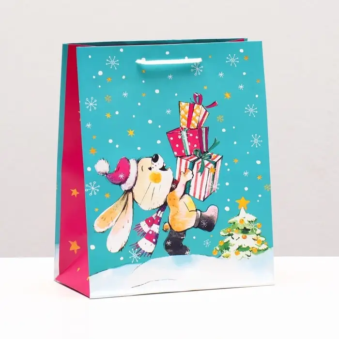 Пакет подарочный &laquo;Зайчик с подарком другу&raquo; , 18&times;22.3&times;10 см