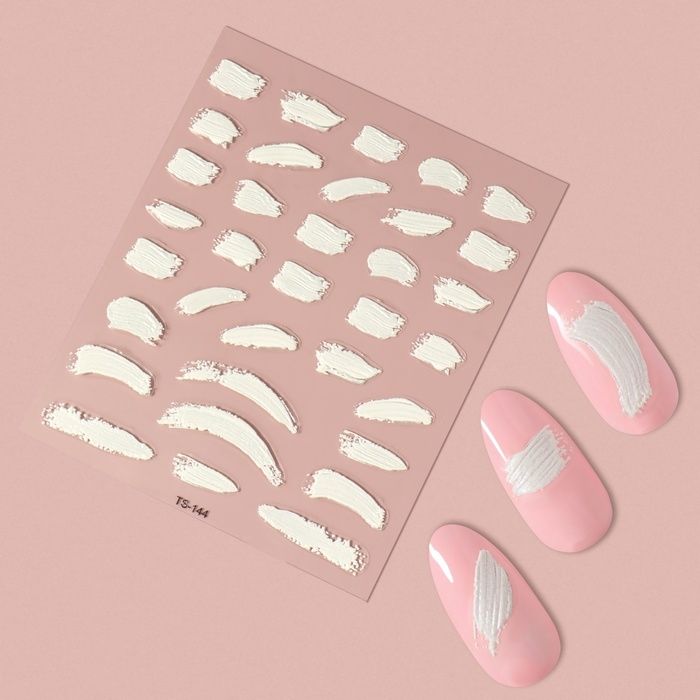 Наклейки для ногтей &laquo;Мазки&raquo;, объёмные, цвет белый