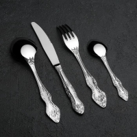 Набор столовых приборов &laquo;Тройка&raquo;, 24 предмета, художественная роспись, декоративная коробка