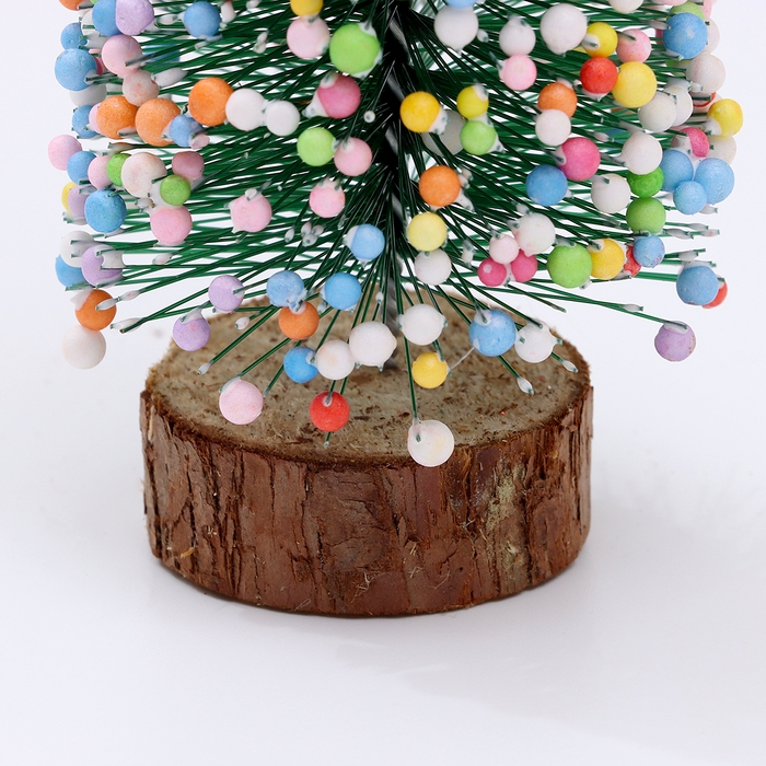 Новогодний декор &laquo;Ёлочка нарядная&raquo;, украшенная пластиковыми шариками, на подставке, 7 &times; 7 &times; 15 см