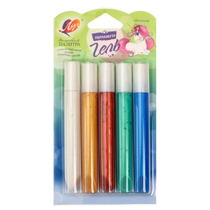 Гель с блёстками Гель с блёстками "Луч", 5 цветов х 10 мл, перламутровый