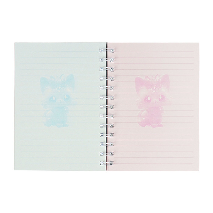 Записная книжка подарочная на гребне 80л,линия, цветной блок,обложка ПВХ 3D Кошка(17,6х13,5см)   105