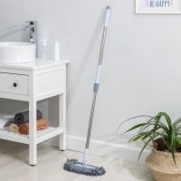 Швабра для мытья пола плоская гибкая Доляна, насадка из микрофибры букли 29&times;13 см, телескопическая стальная ручка 82(125) см, цвет серый