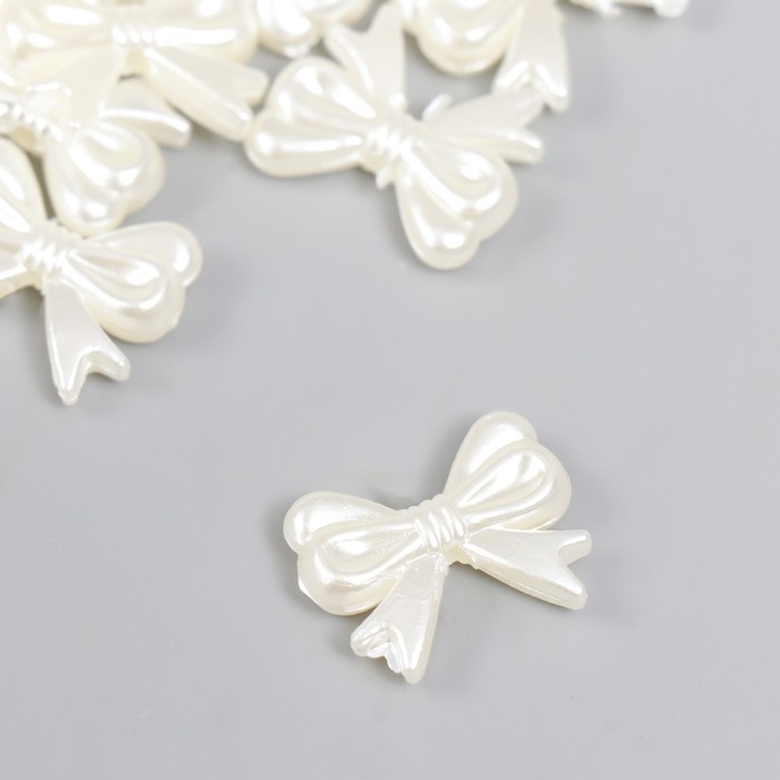 Декор для творчества пластик "Бант" жемчужный набор 25  шт 1,4х1,8 см