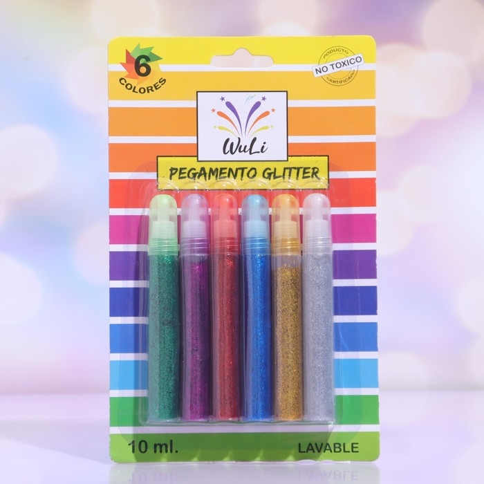 Косметический глиттер цветной (клеевой), набор, 6 шт, 12 гр