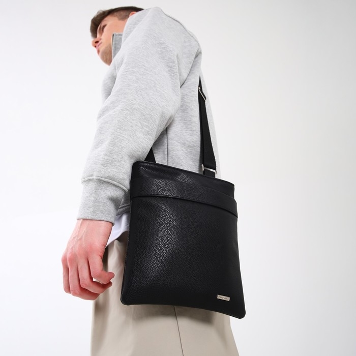 Сумка мужская через плечо TEXTURA, искусственная кожа, цвет чёрный Сумка мужская через плечо TEXTURA, искусственная кожа, цвет чёрный