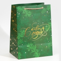 Пакет подарочный новогодний ламинированный &laquo;Яшма&raquo;, 21 х 30 х 15 см, Новый год