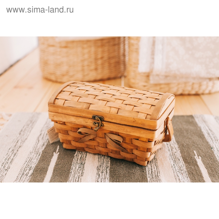 Сундук &laquo;Бантик&raquo;, с ручкой, тонированный натуральный, 27&times;16&times;14,5/20,5 см, шпон