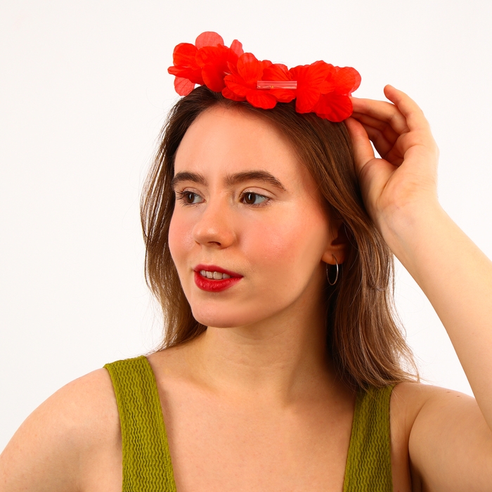 Венок гавайский световой &laquo;Алоха&raquo;, 3 режима подсветки, цвет красный