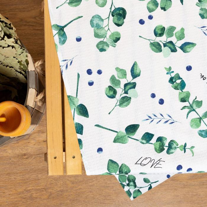 Простыня для бани &laquo;Эвкалипт&raquo; 150х180&plusmn;5 см, 100% хлопок, вафельное полотно, 160 гр/м2