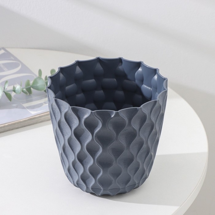 Горшок для цветов с поддоном &laquo;Wave&raquo;, 1,4 л, d=14,5 см, цвет серый