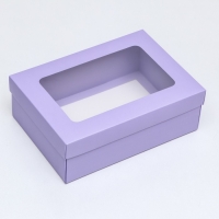 Коробка подарочная складная, упаковка, крышка-дно, с окном, сиреневая , 24 х 17 х 8 см Коробка подарочная складная, упаковка, крышка-дно, с окном, сиреневая , 24 х 17 х 8 см