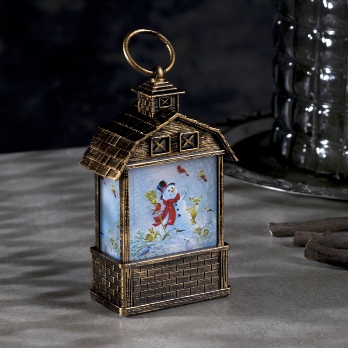 Светодиодная фигура &laquo;Снеговик и звери&raquo; 7.5 &times; 14 &times; 4.2 см, пластик, батарейки AG13х3 (в комплекте), свечение тёплое белое