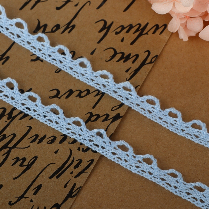 Кружево вязаное, 11 мм &times; 2,7 &plusmn; 0,5 м, цвет голубой