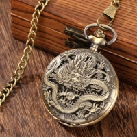 Часы карманные "Дракон", кварцевые, d циферблата-4.7 см, цепочка l-38 см