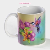 Кружка - хамелеон керамическая Доляна &laquo;Колибри&raquo;, 350 мл, цвет белый