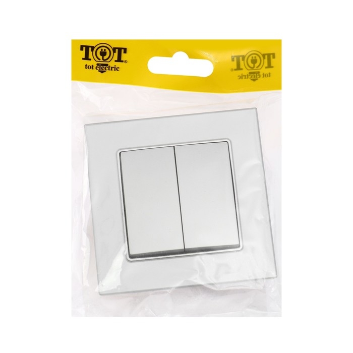 Выключатель TOT Matte Glass, 10 А, 2 кл., скрытый, стекло, серебристый Выключатель TOT Matte Glass, 10 А, 2 кл., скрытый, стекло, серебристый