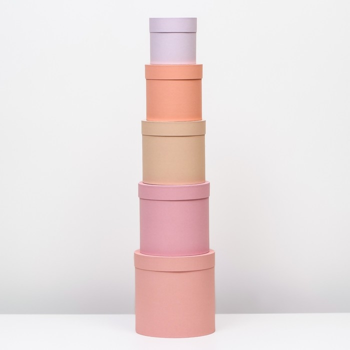 Набор круглых коробок 5 в 1 "Рассвет" 23 х 23 х 25 - 15 х 15 х 15 см