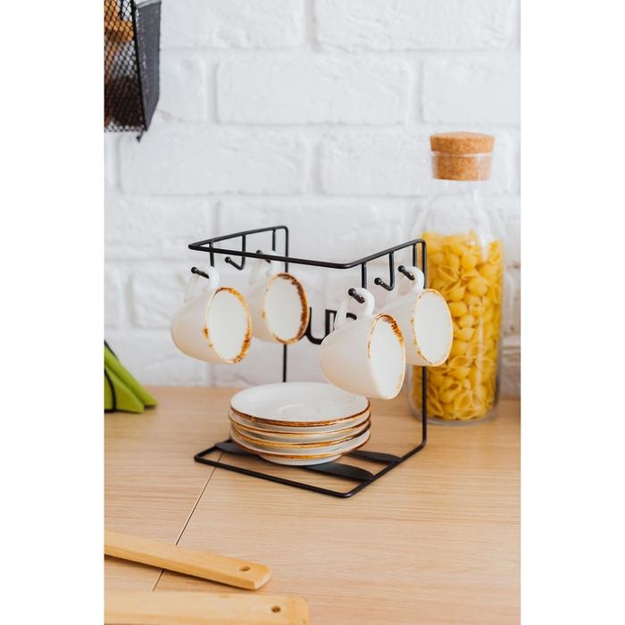 Подставка для чайного сервиза Доляна &laquo;Кухонька&raquo;, 14&times;15&times;19 см, цвет чёрный