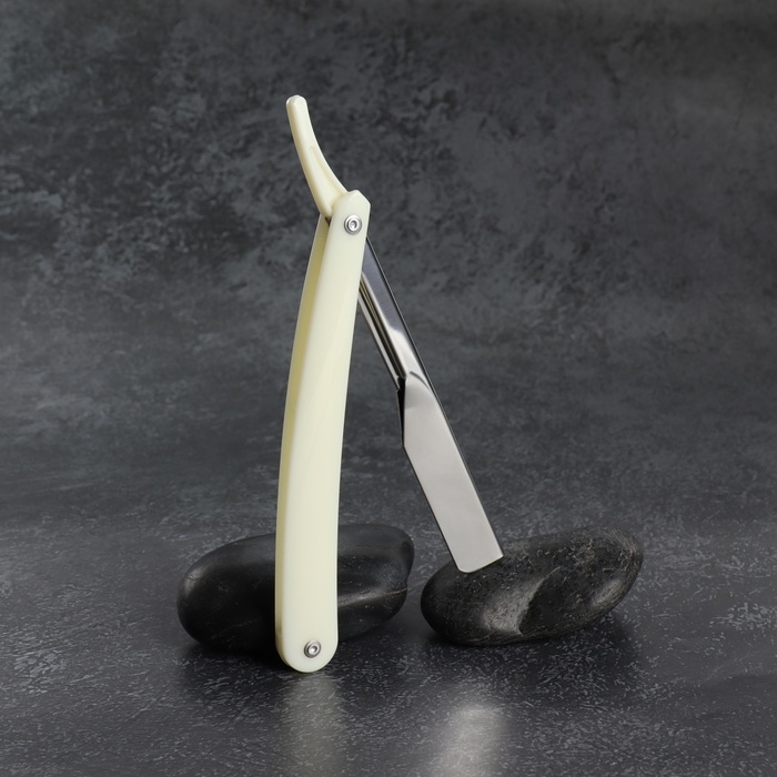 Опасная бритва, шаветт, без лезвия, 24 &times; 2,5 &times; 1,3 см, пластиковая, цвет белый/серебристый