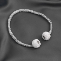 Подхват для штор «Шарики из бисера», d = 3 × 40 см, цвет белый/светло-серый Подхват для штор «Шарики из бисера», d = 3 × 40 см, цвет белый/светло-серый