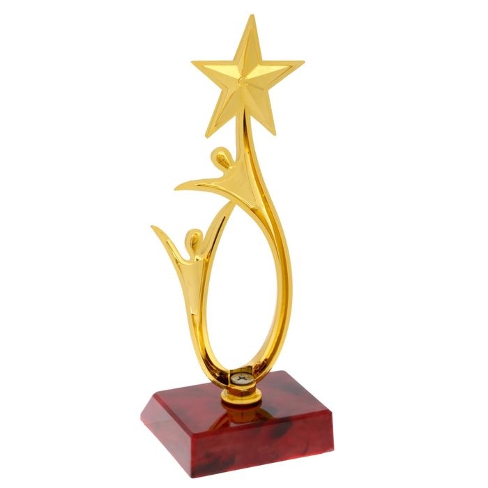 Наградная фигура &laquo;Человек со звездой&raquo;, золото, подставка пластик красная, 18 х 6 х 6 см.