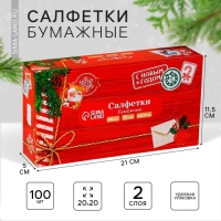 Салфетки бумажные в коробке &laquo;Новый год! Новогодняя посылка&raquo;, 100 шт, двухслойные