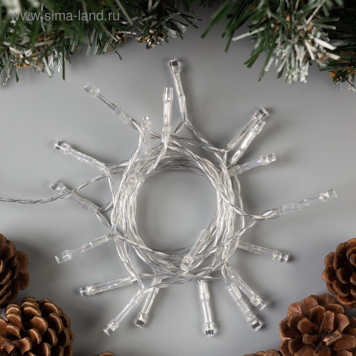 Гирлянда &laquo;Нить&raquo; 2 м, IP20, прозрачная нить, 20 LED, свечение белое, 2 режима, AAх3