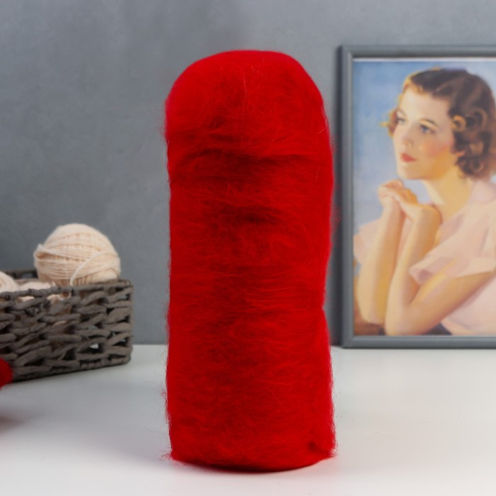Шерсть для валяния Шерсть для валяния "Кардочес" 100% полутонкая шерсть 100гр (046 красный) МИКС