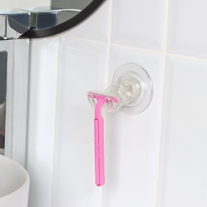 Держатель для бритвы на липучке Доляна, 6,3&times;6,5 см, цвет прозрачный