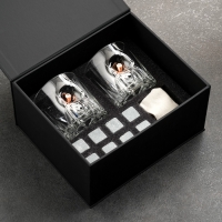 Набор "Непробиваемый. Лучшему", черный, 2 стакана 200 мл, 8 камней для виски Набор "Непробиваемый. Лучшему", черный, 2 стакана 200 мл, 8 камней для виски