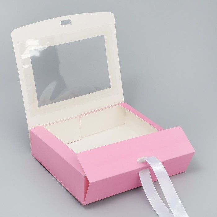 Коробка-фоторамка подарочная складная, упаковка, &laquo;Розовая вата&raquo;, 20 х 18 х 5 см