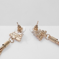 Серьги висячие со стразами &laquo;Одиссея&raquo; треугольник, цвет белый в золоте