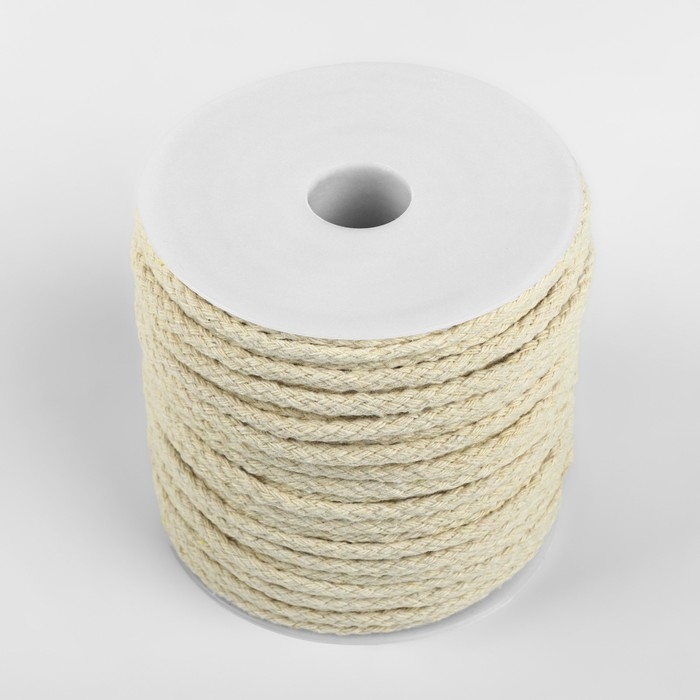 Шнур для плетения, хлопок, d = 4 мм, 50 ± 1 м, без сердечника, цвет белый Шнур для плетения, хлопок, d = 4 мм, 50 ± 1 м, без сердечника, цвет белый