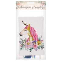 Алмазная вышивка «Единорог с цветами», 10 × 15 см, с подставкой, с частичным заполнением Алмазная вышивка «Единорог с цветами», 10 × 15 см, с подставкой, с частичным заполнением
