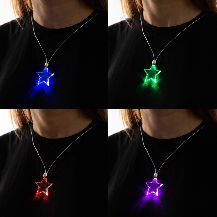 Светодиодный кулон «Звёздочка» 60 см, батарейки, свечение мульти (RGB) Светодиодный кулон «Звёздочка» 60 см, батарейки, свечение мульти (RGB)