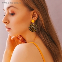 Серьги пластик &laquo;Танзания&raquo; круги гепард, цвет чёрно-жёлтый, d=4