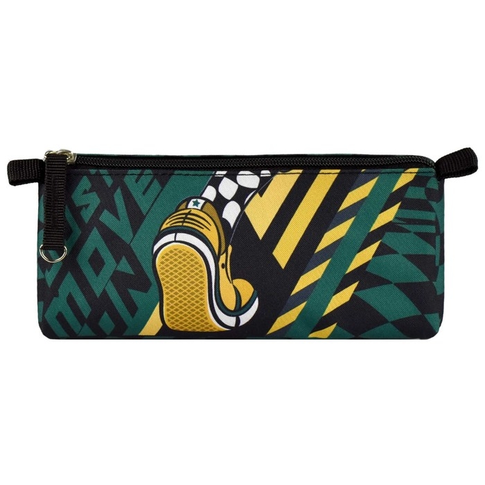 Пенал мягкий, 1 отделение, 85 х 200 х 65 мм, объёмный, Феникс "Кеды" чёрный/зелёный 65246