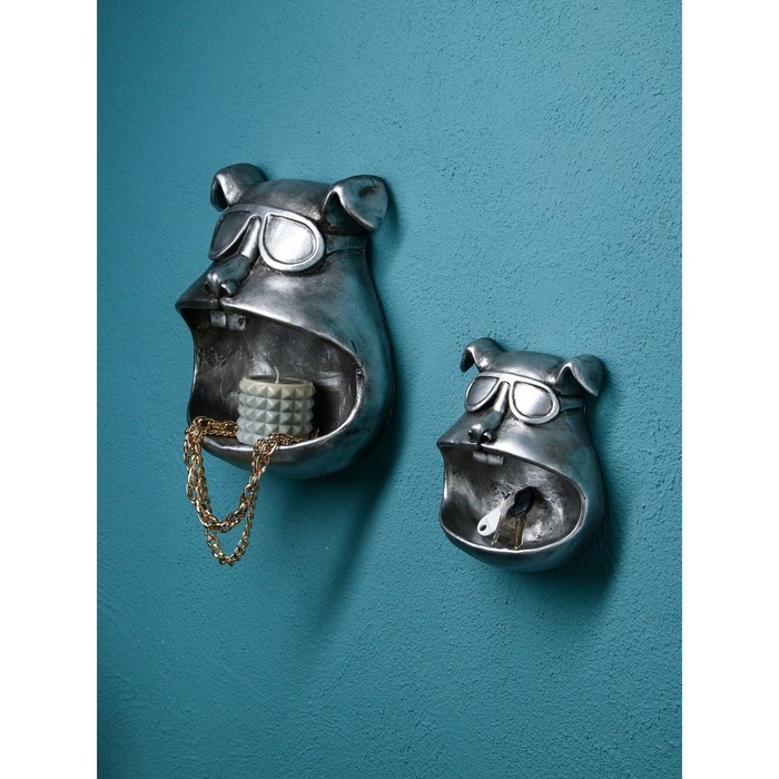 Набор настенных фигур &laquo;Собака&raquo;, полистоун, 25 см, цвет серебро