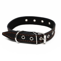 Ошейник кожаный на синтепоне, безразмерный, 54 х 2,5 см, ОШ 19-47 см, чёрный Ошейник кожаный на синтепоне, безразмерный, 54 х 2,5 см, ОШ 19-47 см, чёрный