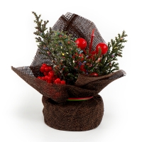 Новогодняя композиция &laquo;Веточки с рябиной и шишками&raquo; 12 &times; 12 &times; 18 см