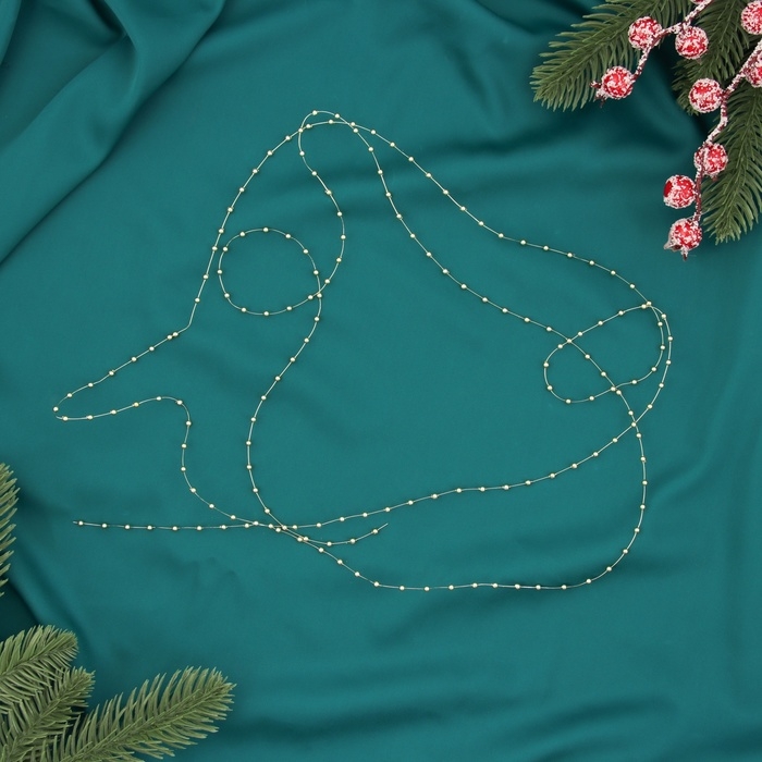 Бусы на ёлку 2 м d-2 мм "Бусины мини нити" золото