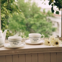 Набор чайный фарфоровый SL Home &laquo;Милый дом&raquo;, 4 предмета: 2 чашки 275 мл, 2 блюдца d=15,5 см, цвет белый