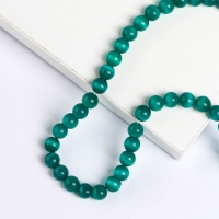 Бусины из натурального камня &laquo;Кошачий глаз&raquo; набор 50 шт., 1 шт. &mdash; 8 мм, зелёный