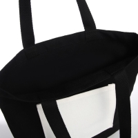 Шопер без застёжки, из текстиля, цвет чёрный/белый Шопер без застёжки, из текстиля, цвет чёрный/белый