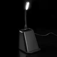 Настольный органайзер с зарядкой, лампой, вентилятором и подсветкой лого powerTower, черный