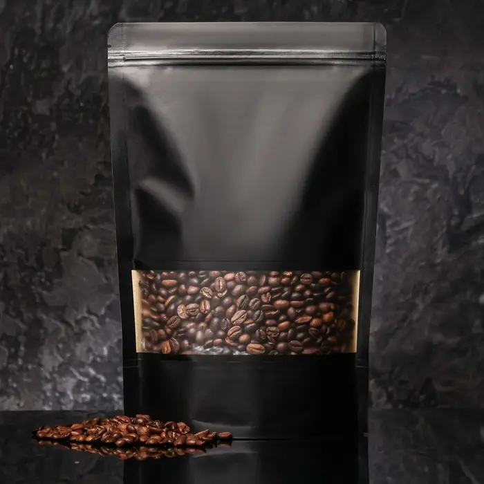 Пакет Zip-lock Крафт с прямоугольным окном, чёрный,20&times;30&times;5 см