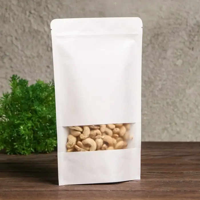 Пакет Zip-lock Крафт, белый, с прямоугольным окном 20&times;30 см