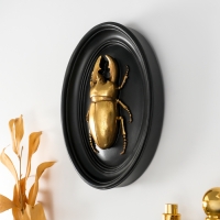 Панно интерьерное полистоун "Жук-олень" чёрный с золотом 15х3х19 см